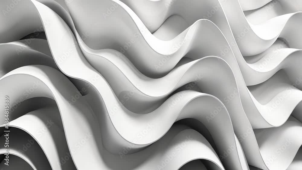 Poster abstract white wave pattern: a study in monochrome curves and textures