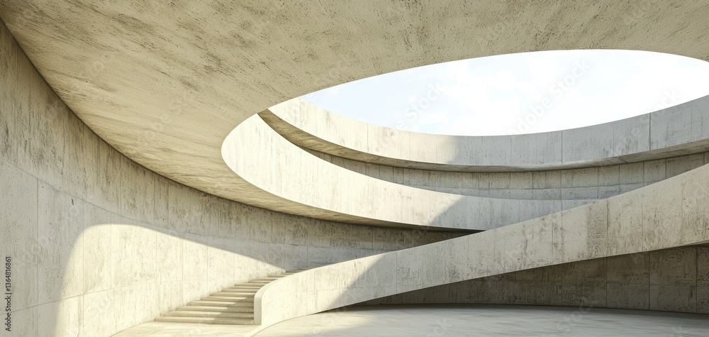 Poster modern 3d architecture with seamless curves, abstract structure in monochrome tones, artistic design