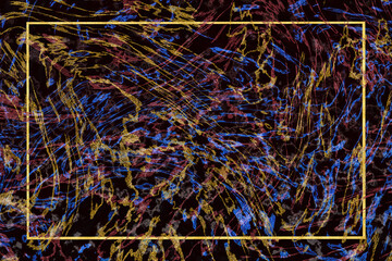 Abstract luxury granite marble red blue gray mineral and gold line border