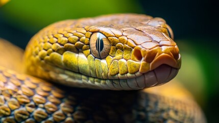 Fototapeta premium Close up of green tree python showing its scales and eye