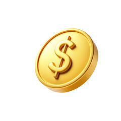 Obraz premium 3D Gold Coin with Dollar Symbol – Financial Currency Icon on Transparent Background