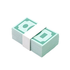3D Stack of Cash Bills – Money Bundle Icon on Transparent Background