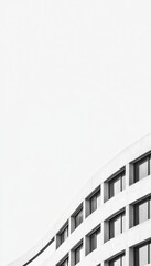 Fototapeta premium Monochrome-style futuristic buildings with mirrored windows and flowing curvature, designed to highlight symmetry, abstraction, and urban innovation