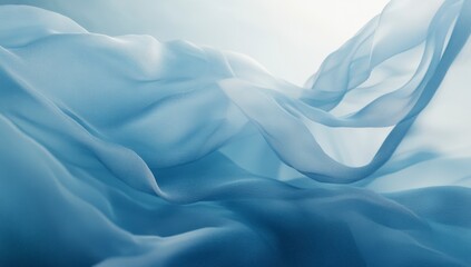 Fototapeta premium A piece of fabric with a blue and white striped pattern and wavy lines. The fabric is made of a light blue and white material, and the wavy lines give it a unique and interesting appearance