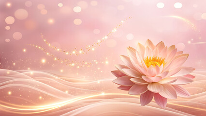 Elegant Lotus Flower with Magical Glow in Dreamy Pastel Background - Tranquil and Serene Art