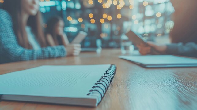 People Engaging in Discussion at a Cozy Coffee Shop with Note Pad