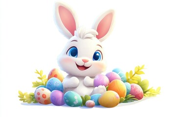 easter bunny and easter eggs