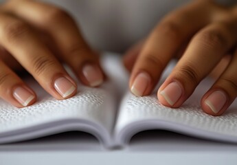A person is holding a book open to a page with a word on it. The person is looking at the word and trying to read it