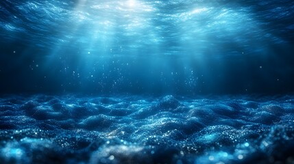 Underwater Scene with Sunlight Filtering through Clear Ocean Water