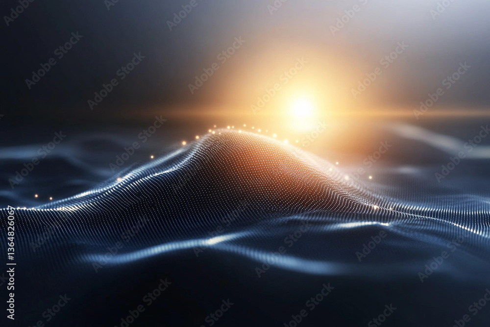 Poster neural network visualizations with glowing abstract forms and radiant light against a dark backgroun
