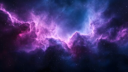 Fototapeta premium Vibrant Cosmic Nebula with Shades of Purple and Blue in Vast Starry Background
