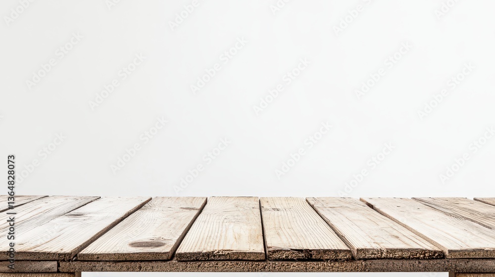 Poster a rustic wooden table with visible grain and texture is set against a clean, white backdrop, ideal f