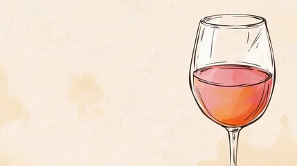 A delicate glass filled with rose wine stands prominently against a soft, artistic background. The warm hues create a tranquil ambiance perfect for relaxation
