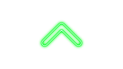 Obraz premium Neon chevron up icon green color glow with transparent background