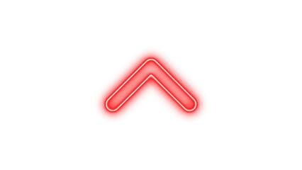 Obraz premium Neon chevron up icon red color glow with transparent background