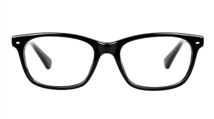 Fototapeta premium A pair of black eyeglasses is showcased prominently, emphasizing their modern and elegant design. The clear lenses enhance their stylish appearance, ideal for fashion and functionality