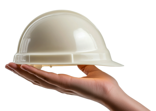 Construction safety action workplace helmet hand view protection cut out