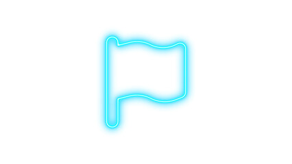 Neon flag icon cyan color glow with transparent background