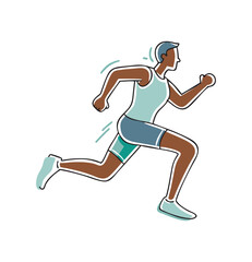 Fototapeta premium Illustration showcases a dynamic figure of a runner in full motion. The athlete, depicted in a stylized manner, features a toned physique. The running pose conveys energy and movement. 