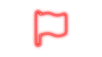 Neon flag icon red color glow with transparent background