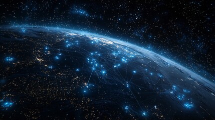 Obraz premium Stunning View of Earth from Space with Bright Stars and Connections