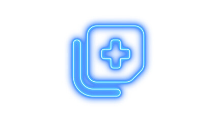 Neon notes medical icon blue color glow with transparent background