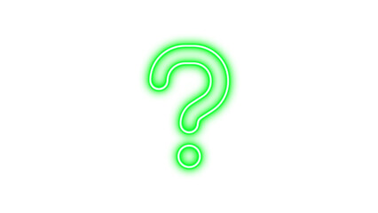 Naklejka premium Neon question icon green color glow with transparent background