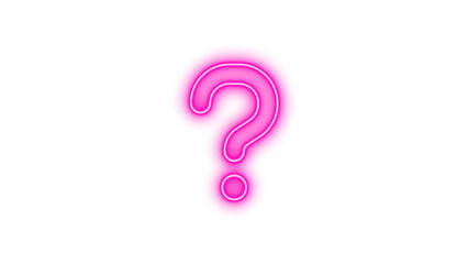 Neon question icon pink color glow with transparent background