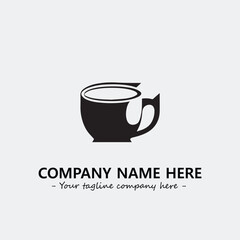Cup illustration black and white for logo company vector image
