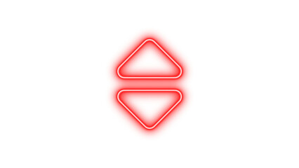 Neon sort icon red color glow with transparent background