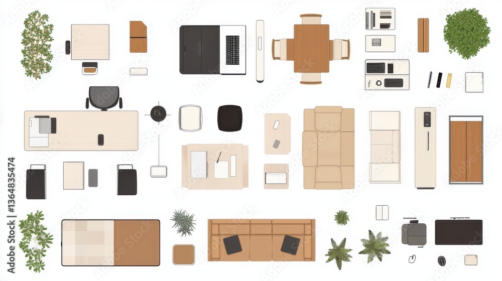 Poster a clean modern and organized office workspace filled with minimal furniture electronics and decor el