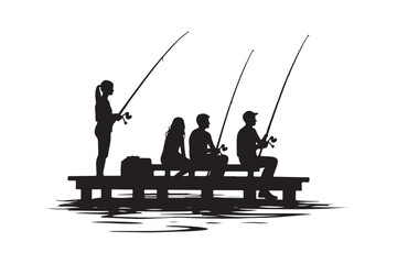 "Fishing Silhouette Vector Set - AI Design