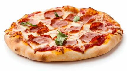 Pepperoni Pizza with Melted Cheese and Basil