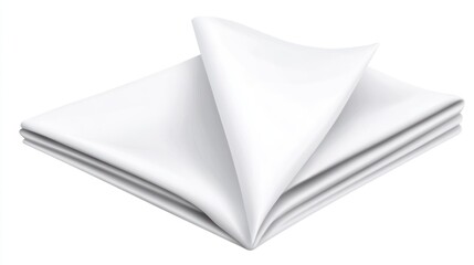 Folded White Napkin, Clean and Crisp Fabric Texture, Elegant Table Setting Accessory
