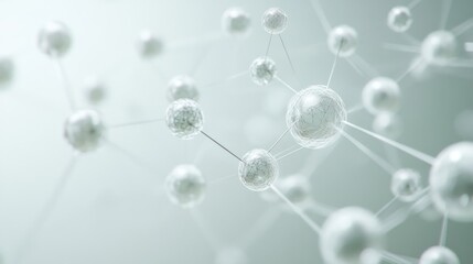 Abstract digital social network with connected icons and nodes on a light background. 3D Rendering