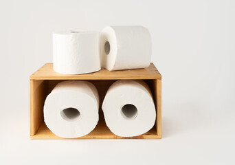 wooden toilet roll holder upcycled from an old wine box