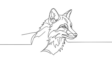 Fototapeta premium Line art illustration of a fox in a minimalist style 