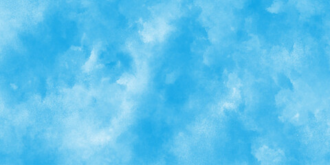 Abstract grunge tint light blue watercolor background,Abstract blue sky with clouds, Light blue background with watercolor,Soft and cloudy blue sky Watercolor background texture. 