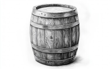 Fototapeta premium Detailed wooden barrel illustration showcasing craftsmanship and rustic design