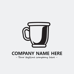 Cup illustration black and white for logo company vector image
