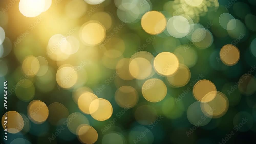 Poster elegant abstract bokeh light with golden and green hues creating festive atmosphere