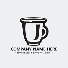 Cup illustration black and white for logo company vector image
