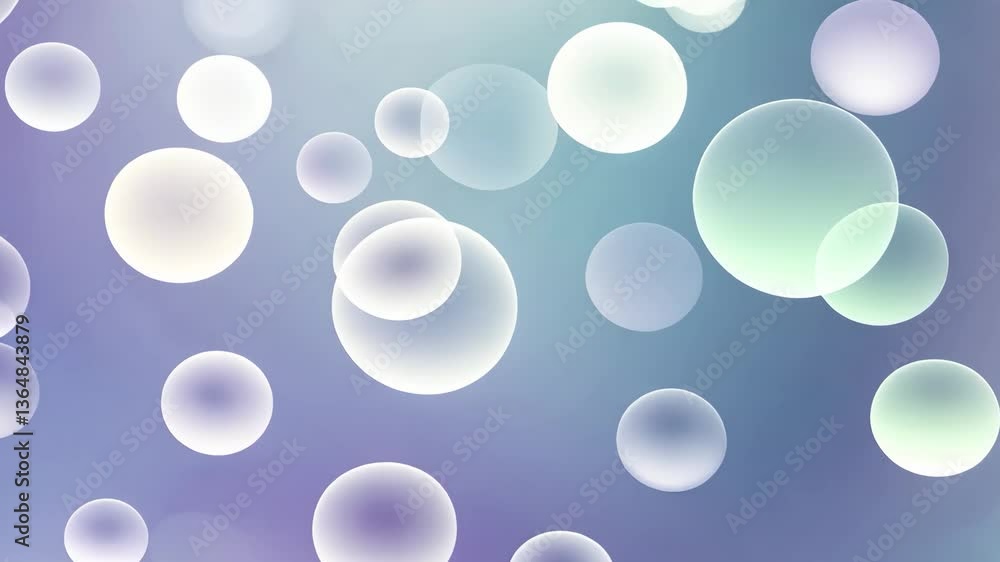 Aufkleber ethereal bokeh background with translucent white and lavender orbs on gradient green and blue backdr