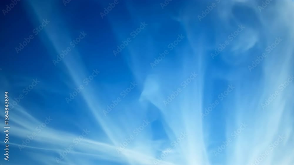 Poster ethereal sky gradient from white to blue with streaking light rays creating dynamic ambiance