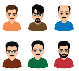 Fototapeta premium set of six different style middle-aged handsome men portraits