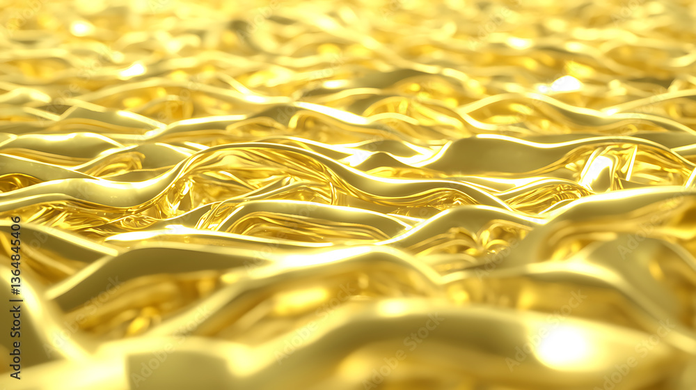 Poster dynamic flowing golden texture abstract background digital art glossy environment close-up view luxu