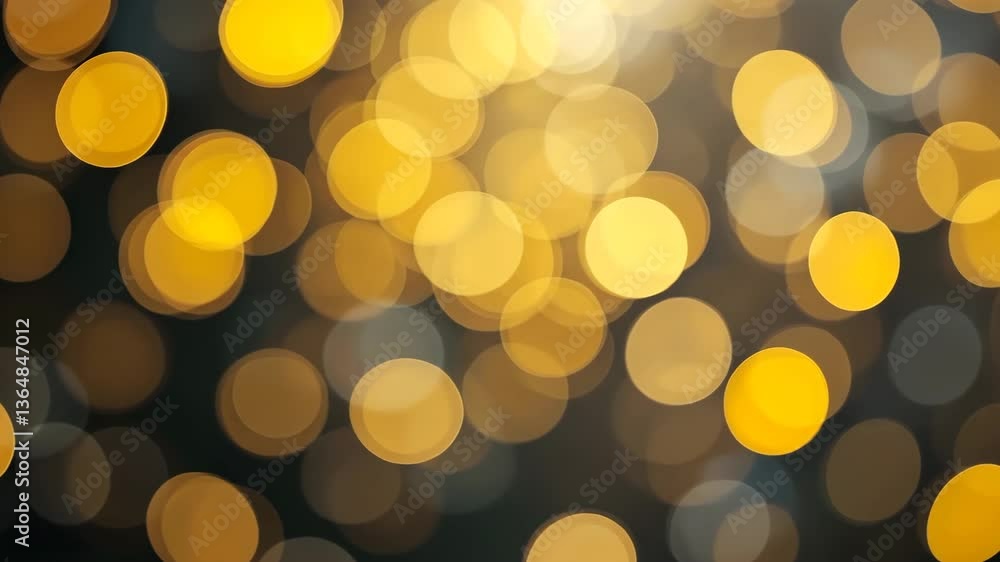 Poster golden bokeh abstract background with yellow circular lights and dark background
