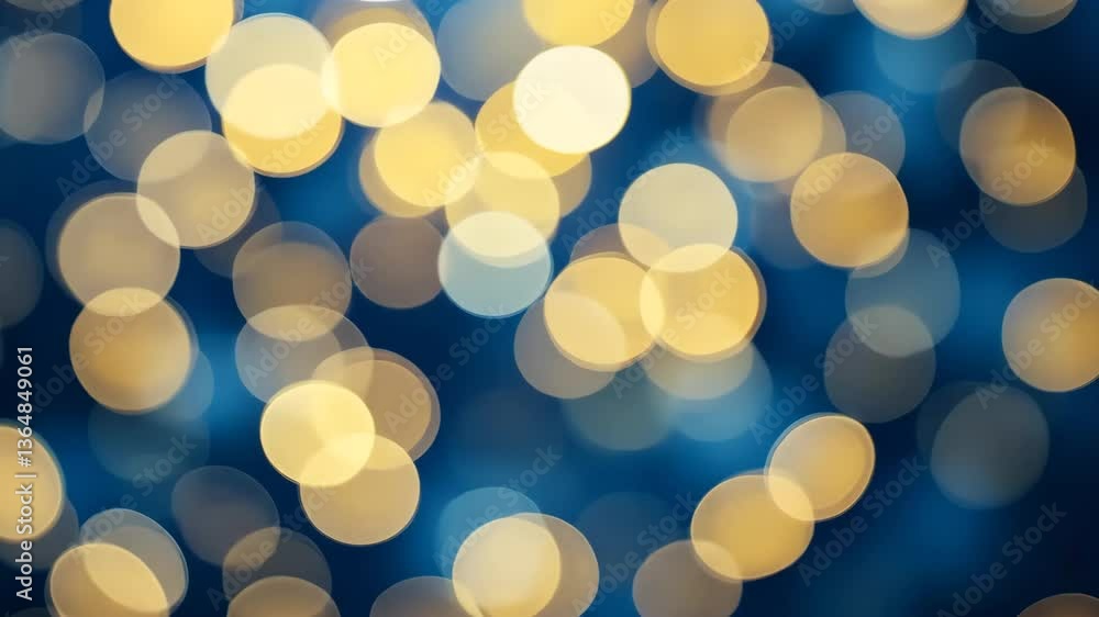 Poster golden bokeh lights against deep blue background creating a soft and festive atmosphere