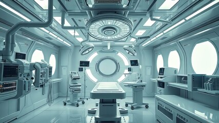 Surgical Lights - Bright White Beams - Clinical Lighting - AI Photo