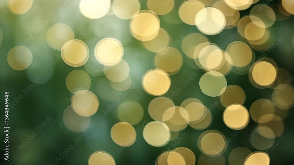 Aufkleber golden bokeh lights floating against green backdrop creating a soft focus atmosphere